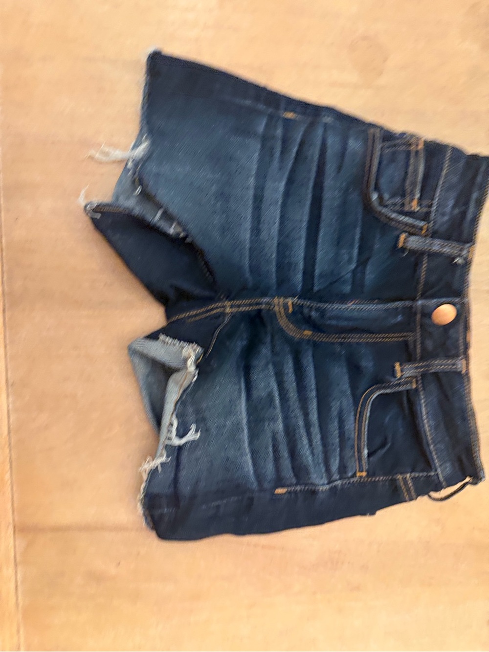 American Eagle Outfitters Dark Indigo Frayed Hem Jean Shorts